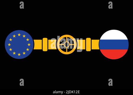 Gas pipeline between Russia and the EU icon - vector illustration Stock Vector