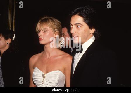 Nicollette Sheridan  and Scott Baio at the Entertainment Industries Council's Third Annual Nancy Reagan Drug Prevention Award Salute to B. Donald 'Bud' Grant on November 24, 1987 at Beverly Wilshire Hotel in Beverly Hills, California.  Credit: Ralph Dominguez/MediaPunch Stock Photo