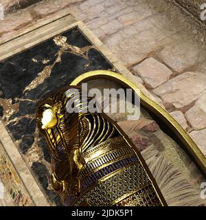 3D-Illustration of an ancient egyptian temple and tomb room for background usage Stock Photo