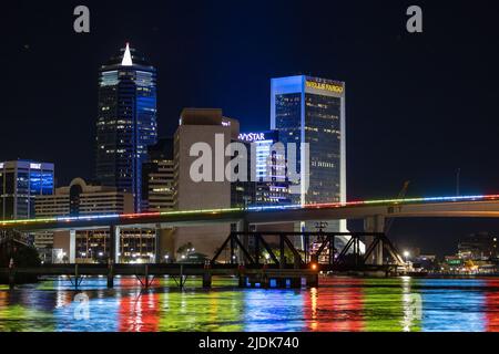 Downtown of Jacksonville at night Stock Photo