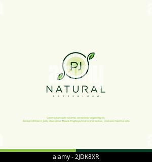 PJ Initial natural logo template vector Stock Vector