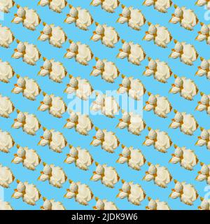seamless pattern - popcorn. popcorn on a blue background, pattern Stock Photo
