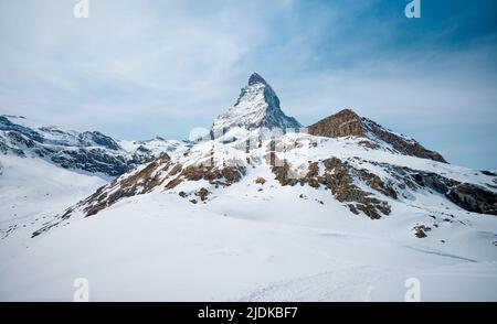 A Landscape of Matterhorn from Schwarzsee cable car station, Zermatt Stock Photo