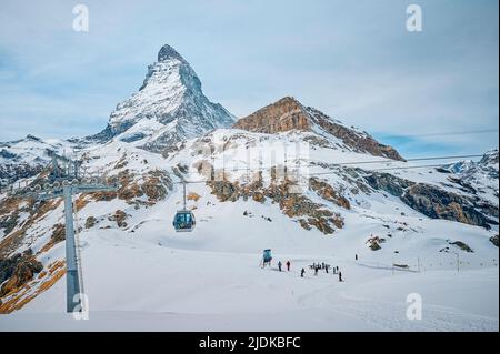 A Landscape of Matterhorn from Schwarzsee cable car station, Zermatt Stock Photo