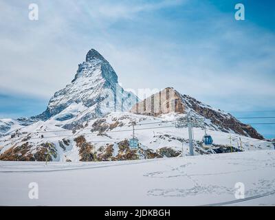 A Landscape of Matterhorn from Schwarzsee cable car station, Zermatt Stock Photo