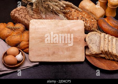 Fresh fragrant wholegrain sliced bread on the table. Food concept. Stock Photo
