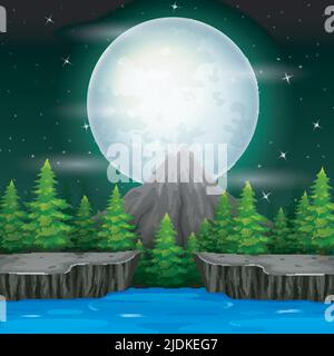Beautiful nature landscape at night background Stock Vector