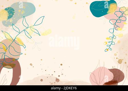 Botanical art. Abstract organic shapes and plants. social media template. doodle style cover, poster, greeting card, background. Trendy graphics, past Stock Photo