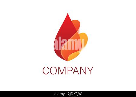 Lotus flower logo with orange gradient. Vector illustration Stock Vector