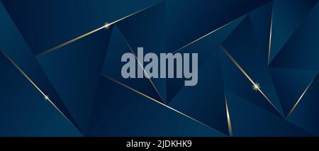 Abstract luxury polygonal pattern, dark blue with gold. Vector illustration Stock Vector
