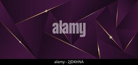 Abstract luxury polygonal pattern, dark purple with gold. Vector illustration Stock Vector