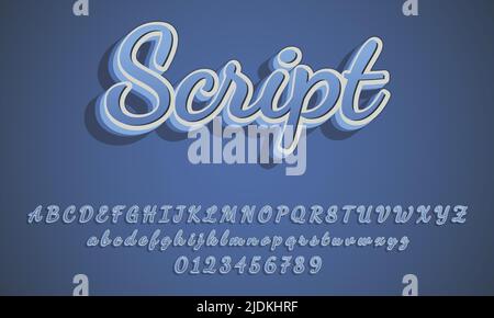 3D Script Text effect, Editable Text Style. Vector illustration Stock Vector