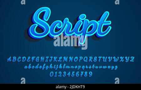 3D Script Text effect, Editable Text Style. Vector illustration Stock Vector