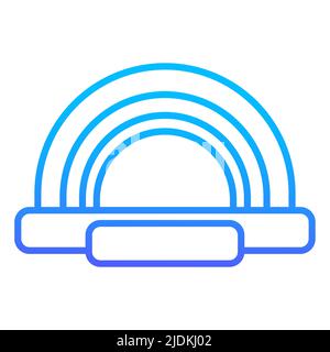 Bouncy castle gradient outline icon. Jumping inflatable house on kids playground. Vector logo EPS 10 Stock Vector