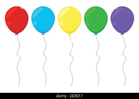 Colored balloons in flat style set . Vector Stock Vector