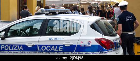 Local Police car. Polizia Locale Italiana keeping safety in Modena. Stock Photo