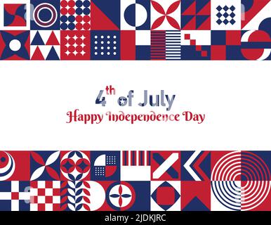 Happy 4th of July Abstract Independence Day Background. Freedom Day Annual American holiday celebration poster. Horizontal banner vector illustration Stock Vector