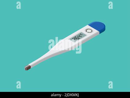 Digital medical thermometer isometric. Flat style. Vector illustration Stock Vector