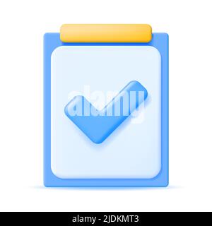 3D Paper Clipboard Holder with Checklist Symbol Stock Vector Image ...