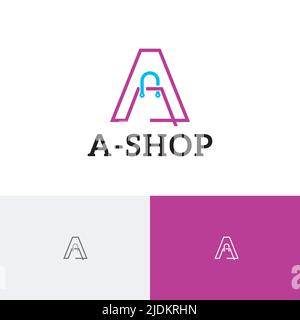 A Letter Shopping Bag Modern Alphabet Line Logo Stock Vector
