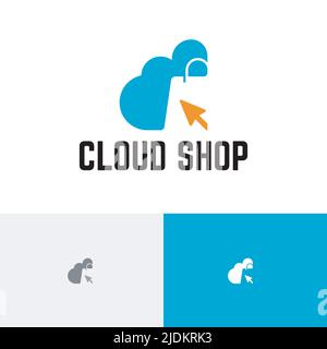 Cloud Shop Mobile Online Shopping Negative Space Logo Stock Vector