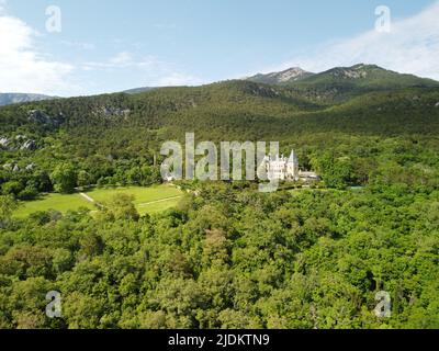 Massandra Palace of Emperor Alexander III is located in the Upper Massandra on the southern coast of Crimea. Summer green park museum. Renaissance Stock Photo