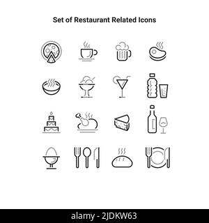 Set Vector Line Icons of Restaurant Business. Stock Vector