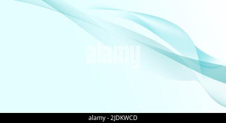 Abstract flowing waves on bright blue background. Copy space Stock Photo