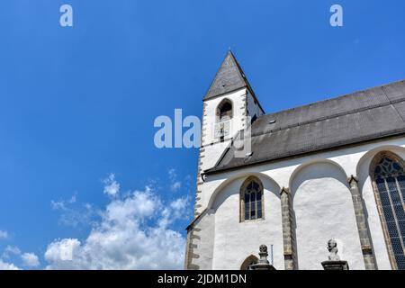 Kefermarkt, Kirche, Wallfahrtskirche, Gotik, gotisch, Joch, Schiff, Langhaus, Turm, Kirchturm, Fenster, Kirchenfenster, Hallenkirche, Architektur, Det Stock Photo