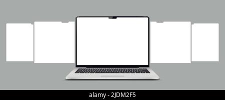 Laptop with blank web pages. Mockup for showing screenshots of web-sites. Stock Vector