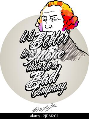 George Washington sayings with Portrait. Vector art template for print design such as t-shirts or posters. Stock Vector