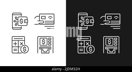 Cash flow activities pixel perfect linear icons set for dark, light mode Stock Vector