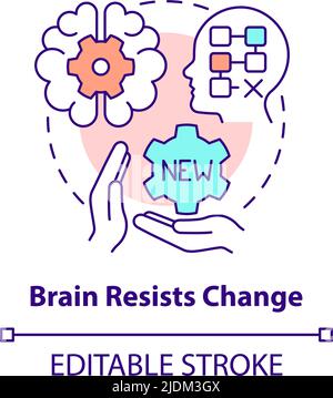 Brain resists change concept icon Stock Vector
