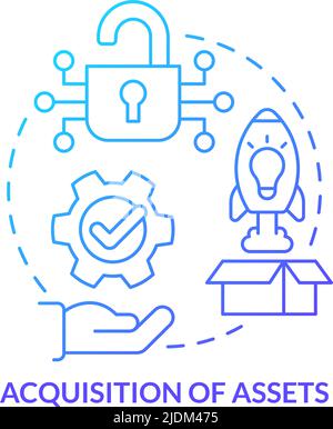 Acquisition of assets blue gradient concept icon Stock Vector