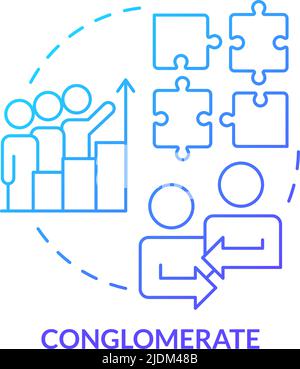 Conglomerate business merger blue gradient concept icon Stock Vector