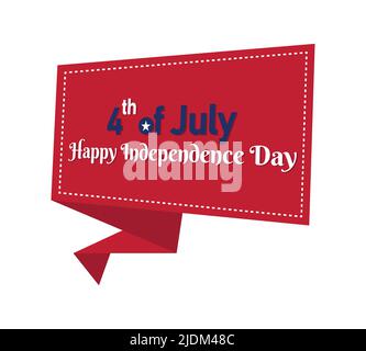 Happy 4th of July USA Abstract Independence Day 3D banner.  American Holiday Flat design frame. National flag color speech bubble vector illustration Stock Vector