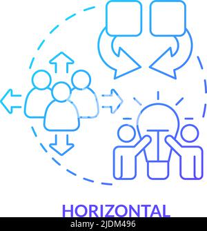 Horizontal business merger blue gradient concept icon Stock Vector