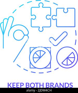 Keep both brands blue gradient concept icon Stock Vector