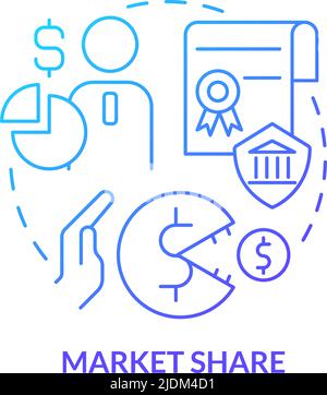 Market share blue gradient concept icon Stock Vector