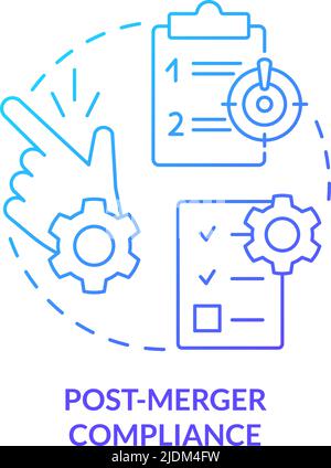 Post merger compliance blue gradient concept icon Stock Vector