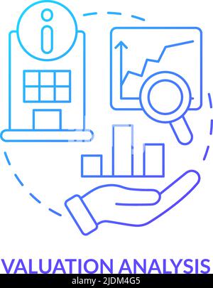 Valuation analysis blue gradient concept icon Stock Vector