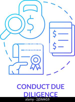 Conduct due diligence blue gradient concept icon Stock Vector