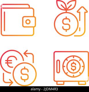 Raising and saving money pixel perfect gradient linear vector icons set Stock Vector