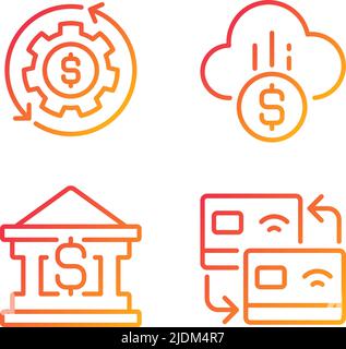 Financial services pixel perfect gradient linear vector icons set Stock Vector
