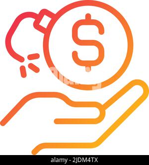 Loss of money pixel perfect gradient linear vector icon Stock Vector
