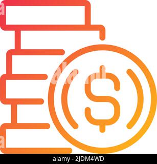Coins pixel perfect gradient linear vector icon Stock Vector