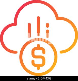 Cloud payment pixel perfect gradient linear vector icon Stock Vector