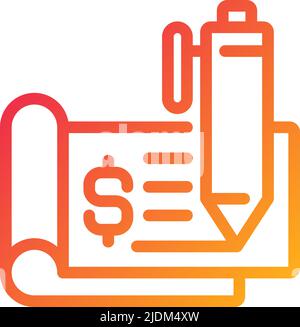 Chequebook pixel perfect gradient linear vector icon Stock Vector