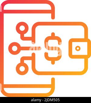 Digital wallet pixel perfect gradient linear vector icon Stock Vector