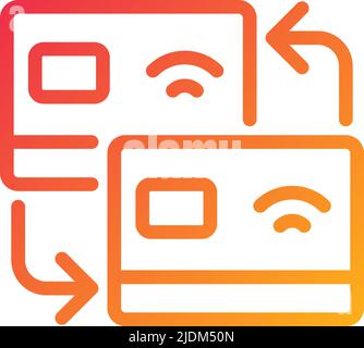 Card transfer pixel perfect gradient linear vector icon Stock Vector